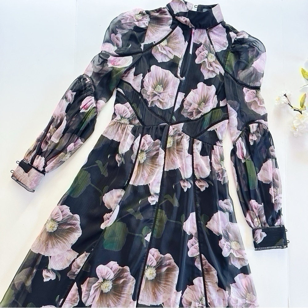 NEW Ted Baker Women’s Pohlley Ladder Trim Midi Dress Size 0 - Picture 7 of 11